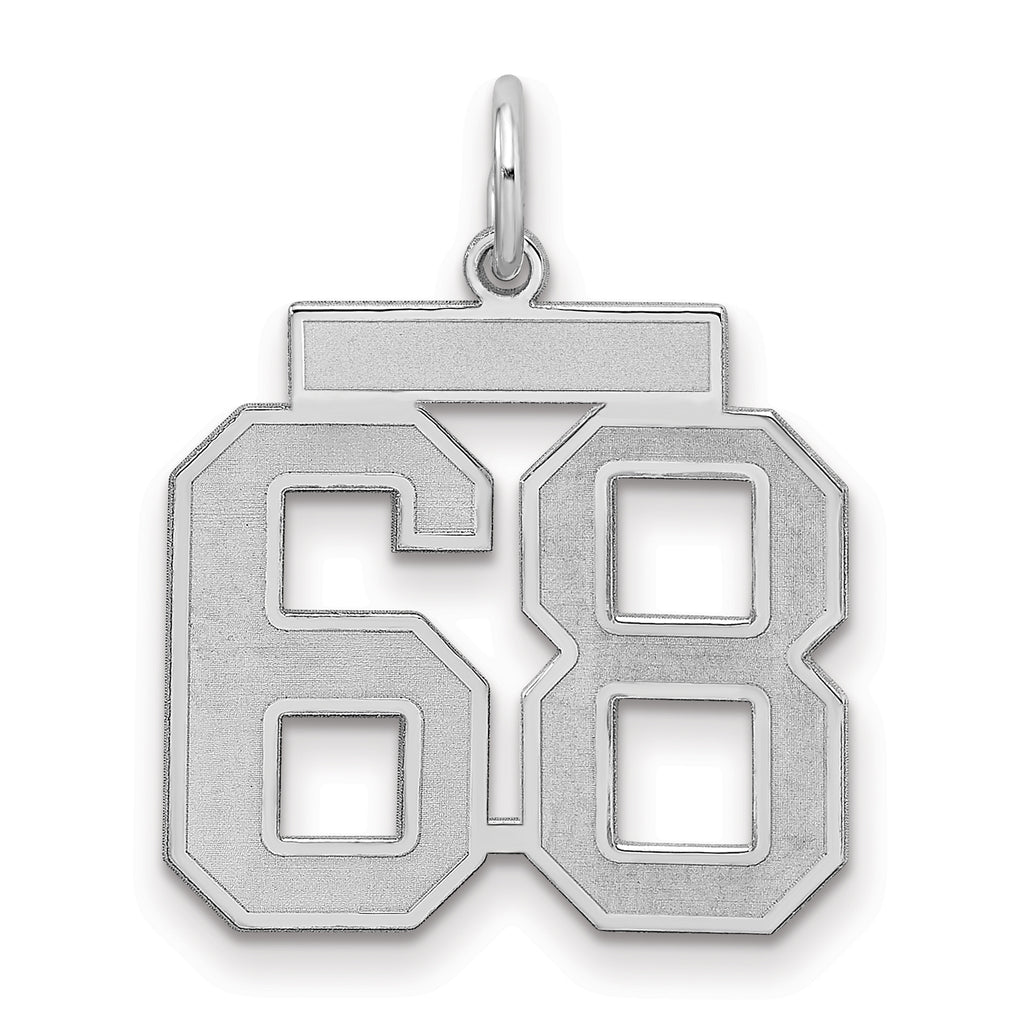 Number 68 Charm in Sterling Silver, 22mm Satin & Polished - Sophia Jewelers