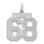 Number 68 Charm in Sterling Silver, 22mm Satin & Polished - Sophia Jewelers
