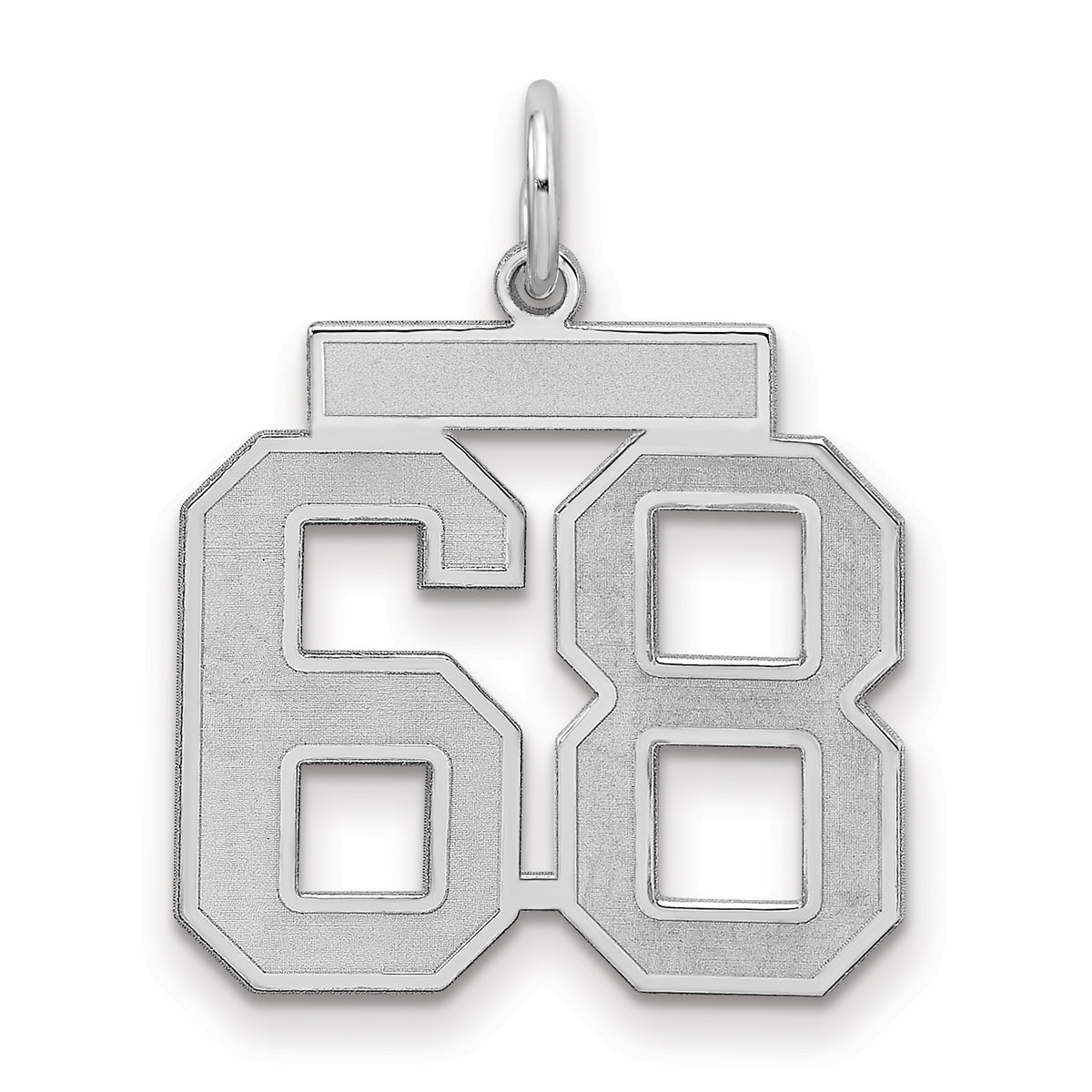 Number 68 Charm in Sterling Silver, 22mm Satin & Polished - Sophia Jewelers