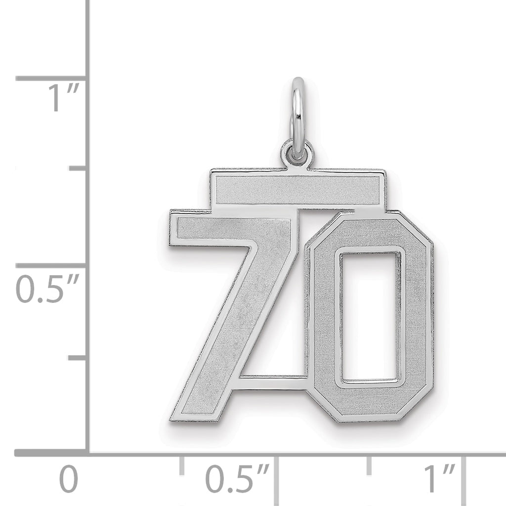 Number 70 Charm in Sterling Silver, 22mm Satin & Polished - Sophia Jewelers