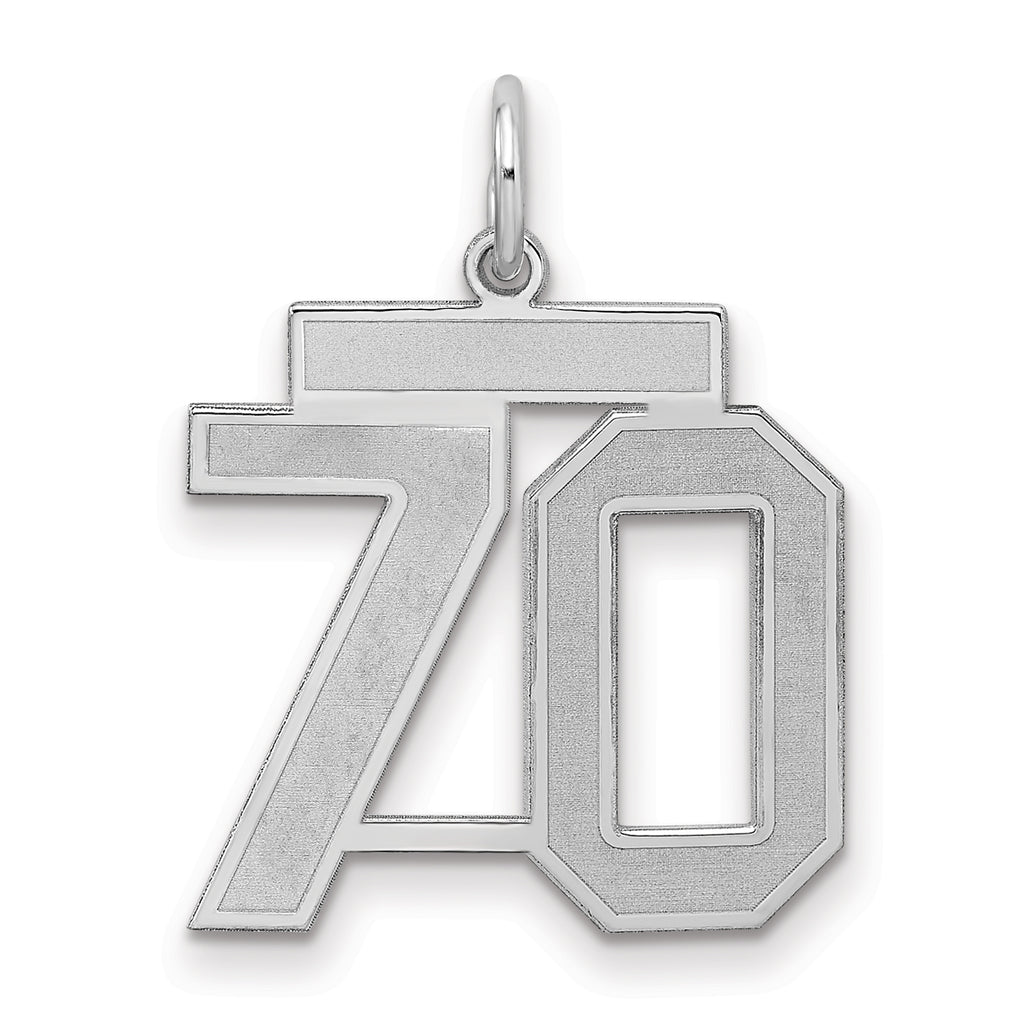 Number 70 Charm in Sterling Silver, 22mm Satin & Polished - Sophia Jewelers