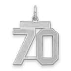 Number 70 Charm in Sterling Silver, 22mm Satin & Polished - Sophia Jewelers