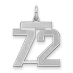 Sterling Silver/Rhodium-plated Satin Number 72 Charm