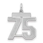 Sterling Silver/Rhodium-plated Satin Number 75 Charm
