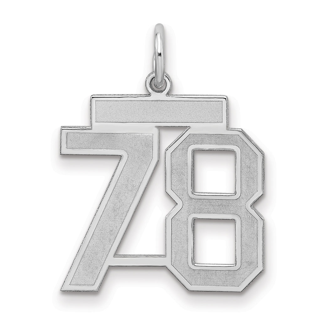 Sterling Silver/Rhodium-plated Satin Number 78 Charm