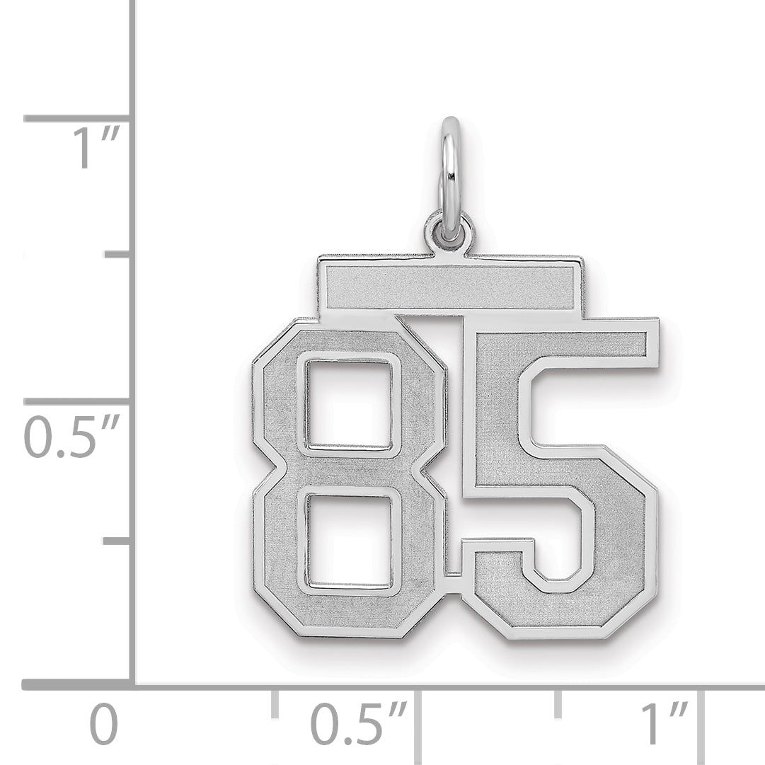 Sterling Silver/Rhodium-plated Satin Number 85 Charm
