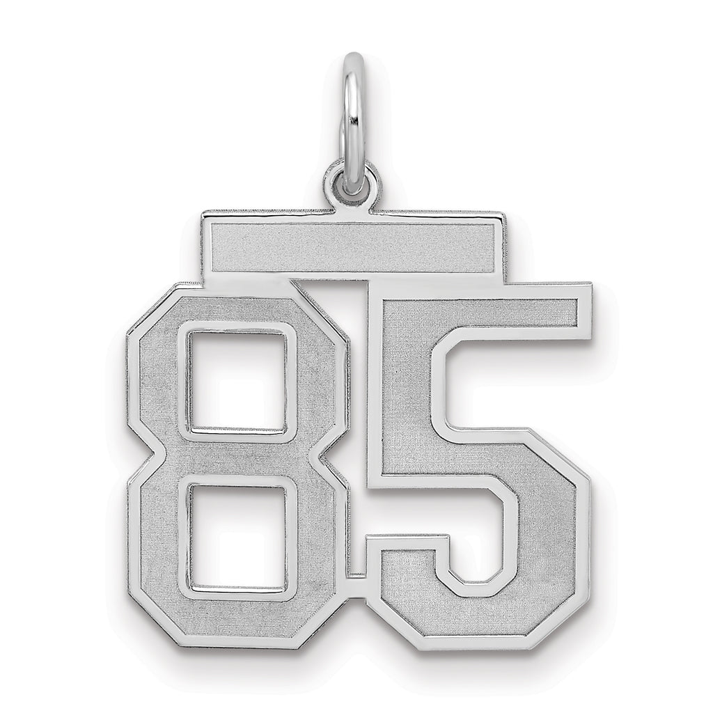 Sterling Silver/Rhodium-plated Satin Number 85 Charm