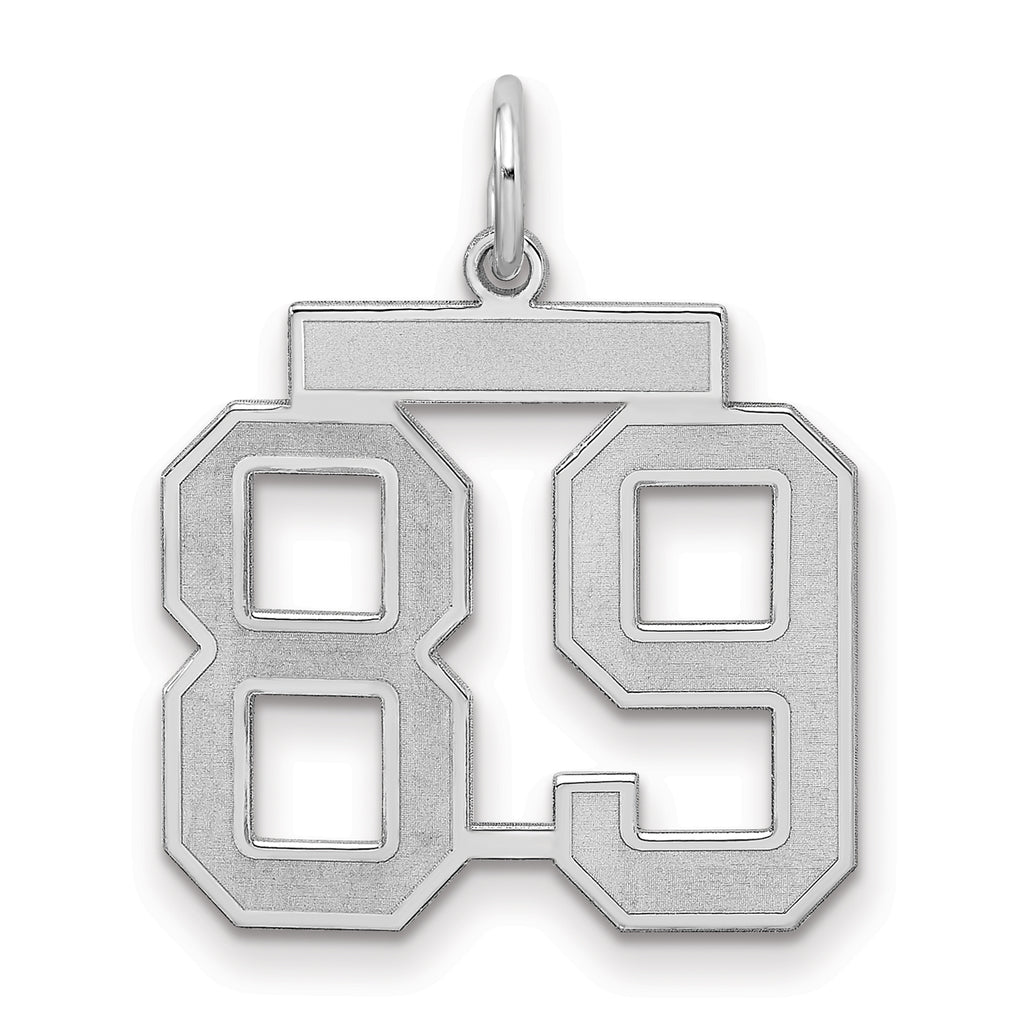 Number 89 Charm in Sterling Silver, 22mm Satin - Sophia Jewelers