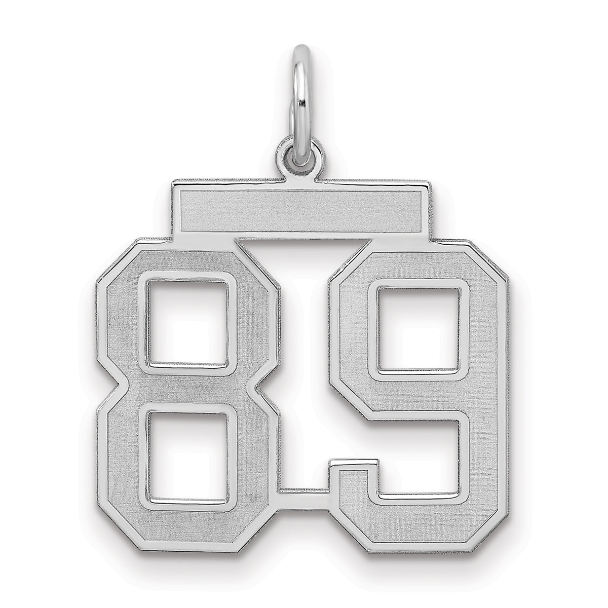 Number 89 Charm in Sterling Silver, 22mm Satin - Sophia Jewelers