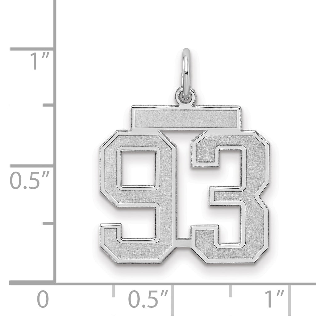 Number 93 Charm in Sterling Silver, 22mm Satin & Polished - Sophia Jewelers