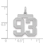 Number 93 Charm in Sterling Silver, 22mm Satin & Polished - Sophia Jewelers