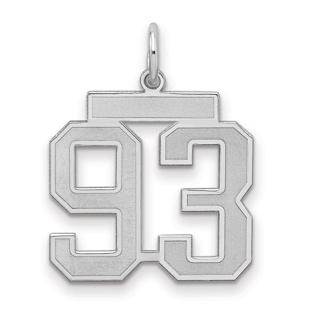 Number 93 Charm in Sterling Silver, 22mm Satin & Polished - Sophia Jewelers