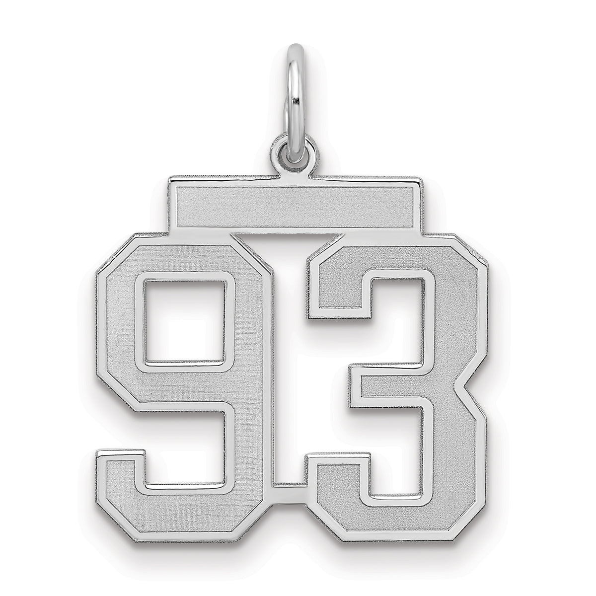 Number 93 Charm in Sterling Silver, 22mm Satin & Polished - Sophia Jewelers
