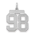 Sterling Silver/Rhodium-plated Satin Number 98 Charm