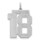 Sterling Silver/Rhodium-plated Satin Number 18 Charm