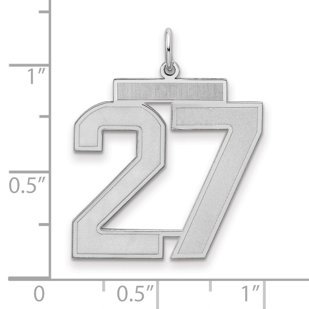 Sterling Silver/Rhodium-plated Satin Number 27 Charm