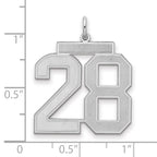 Sterling Silver/Rhodium-plated Satin Number 28 Charm