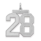 Sterling Silver/Rhodium-plated Satin Number 28 Charm