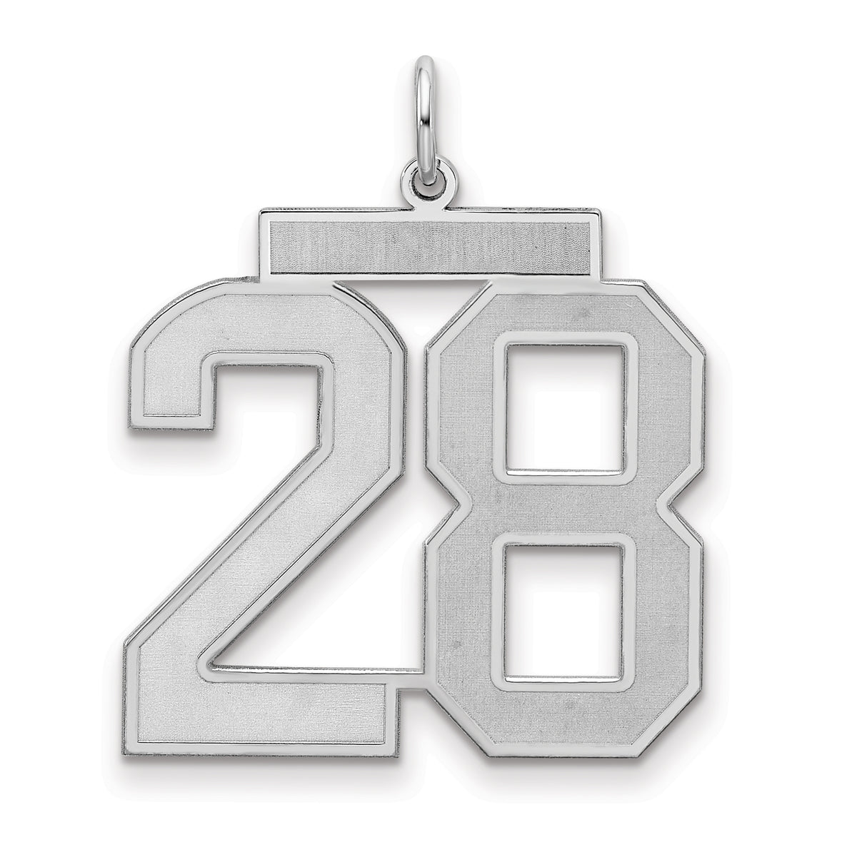 Sterling Silver/Rhodium-plated Satin Number 28 Charm