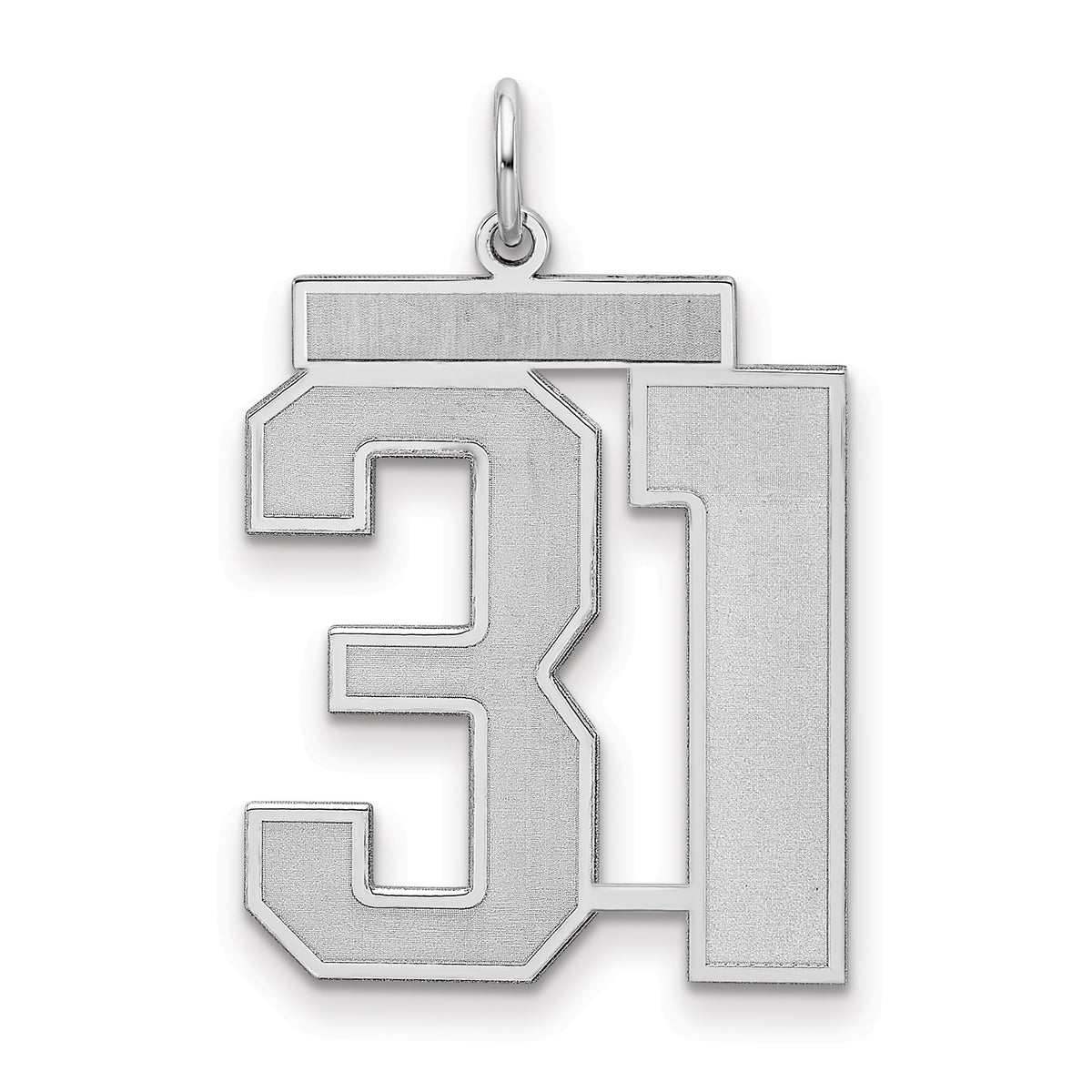 Sterling Silver/Rhodium-plated Satin Number 31 Charm