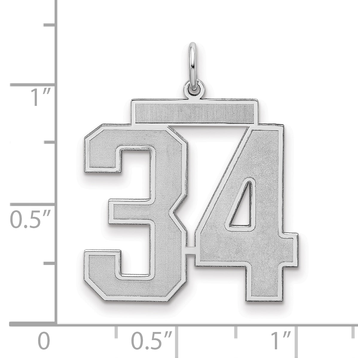 Sterling Silver/Rhodium-plated Satin Number 34 Charm