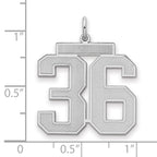 Number 36 Charm in Sterling Silver, 25mm Satin & Polished - Sophia Jewelers