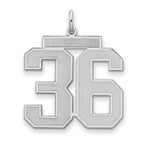 Number 36 Charm in Sterling Silver, 25mm Satin & Polished - Sophia Jewelers