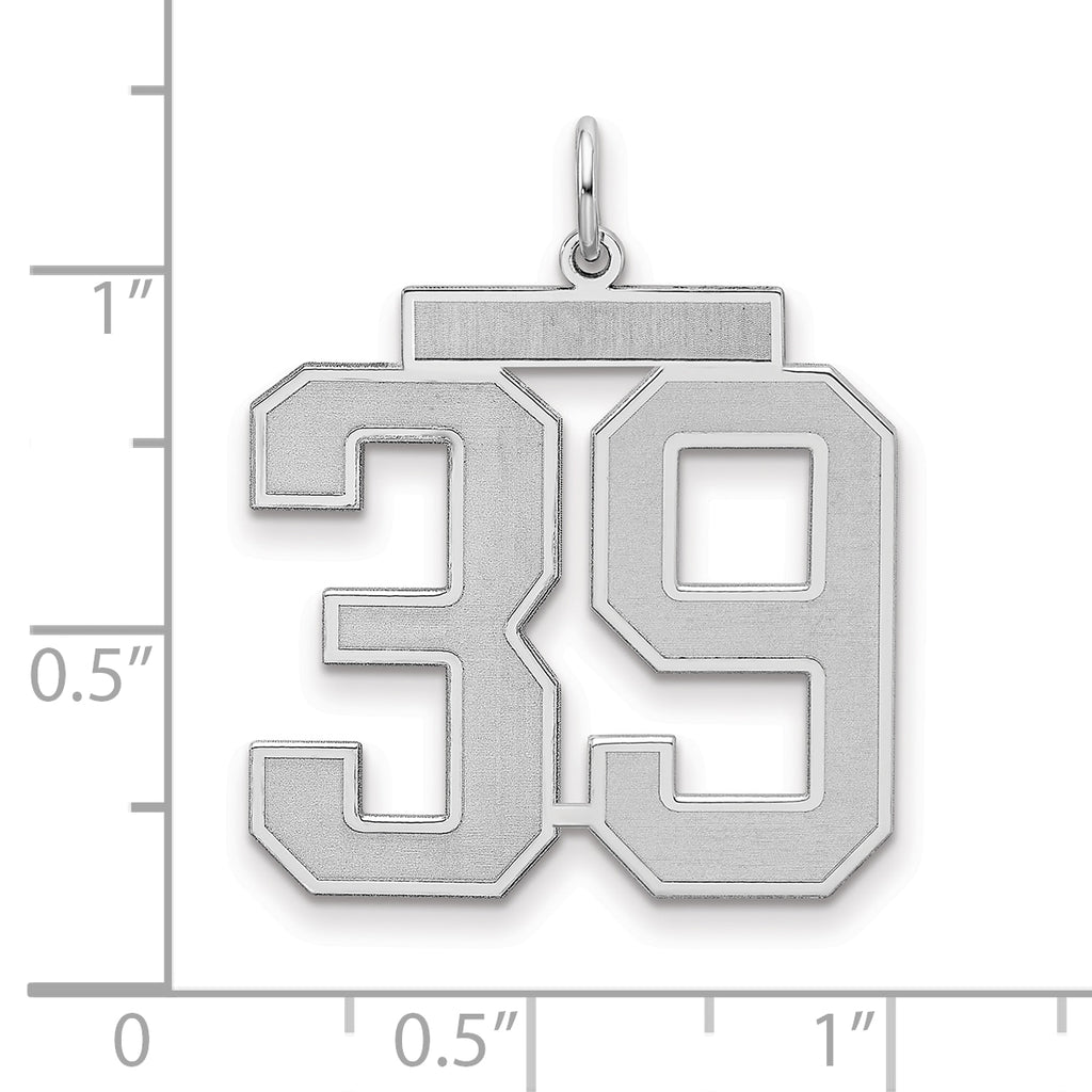Number 39 Charm in Sterling Silver, 25mm Satin & Polished - Sophia Jewelers