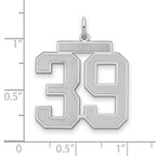 Number 39 Charm in Sterling Silver, 25mm Satin & Polished - Sophia Jewelers