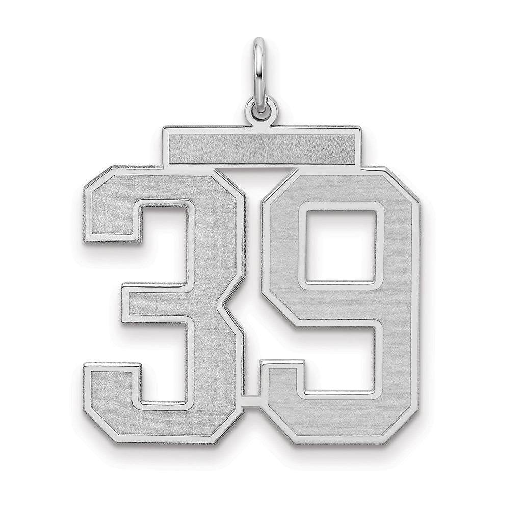 Number 39 Charm in Sterling Silver, 25mm Satin & Polished - Sophia Jewelers