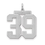 Number 39 Charm in Sterling Silver, 25mm Satin & Polished - Sophia Jewelers