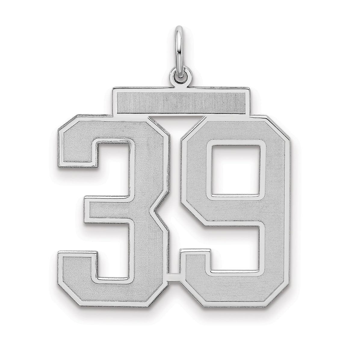 Number 39 Charm in Sterling Silver, 25mm Satin & Polished - Sophia Jewelers