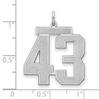 Sterling Silver/Rhodium-plated Satin Number 43 Charm