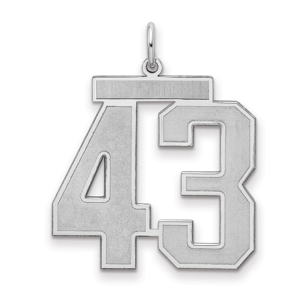 Sterling Silver/Rhodium-plated Satin Number 43 Charm