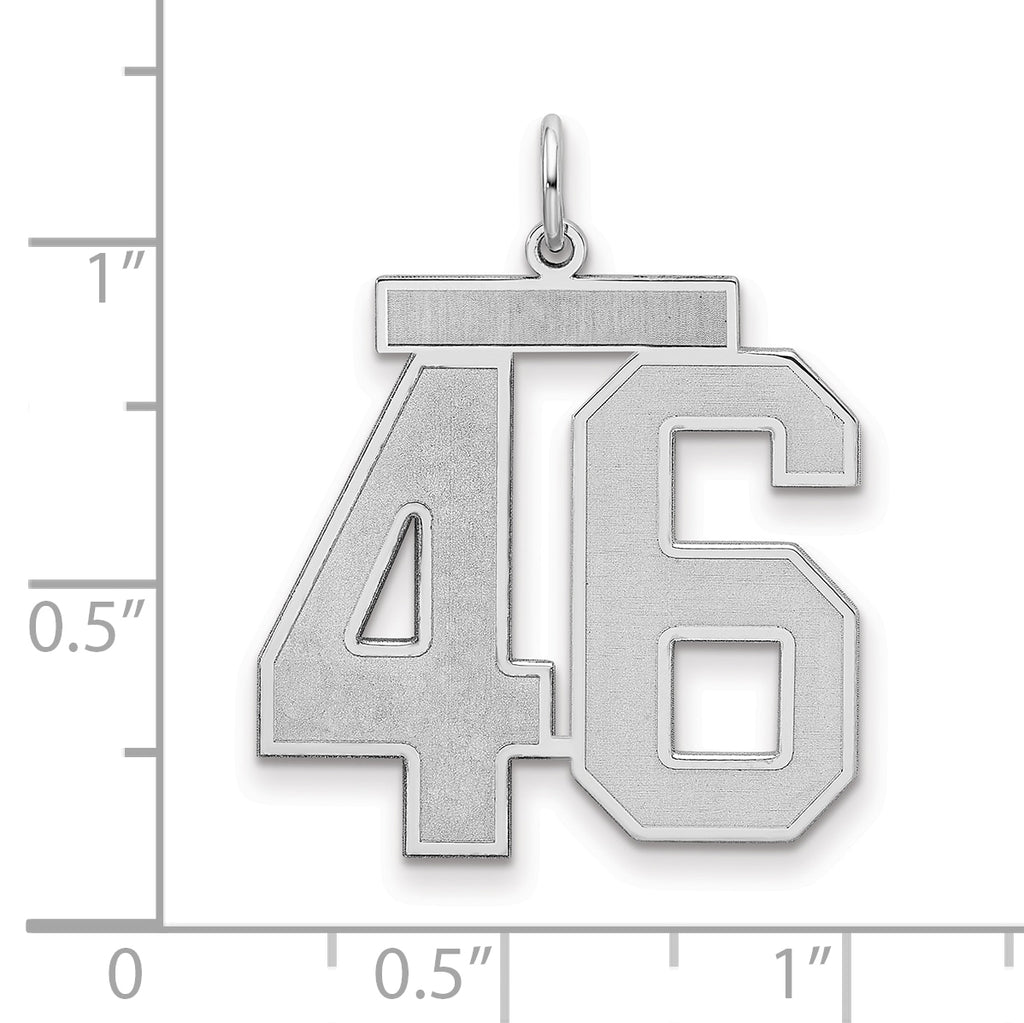 Number 46 Charm in Sterling Silver, 25mm Satin & Polished - Sophia Jewelers
