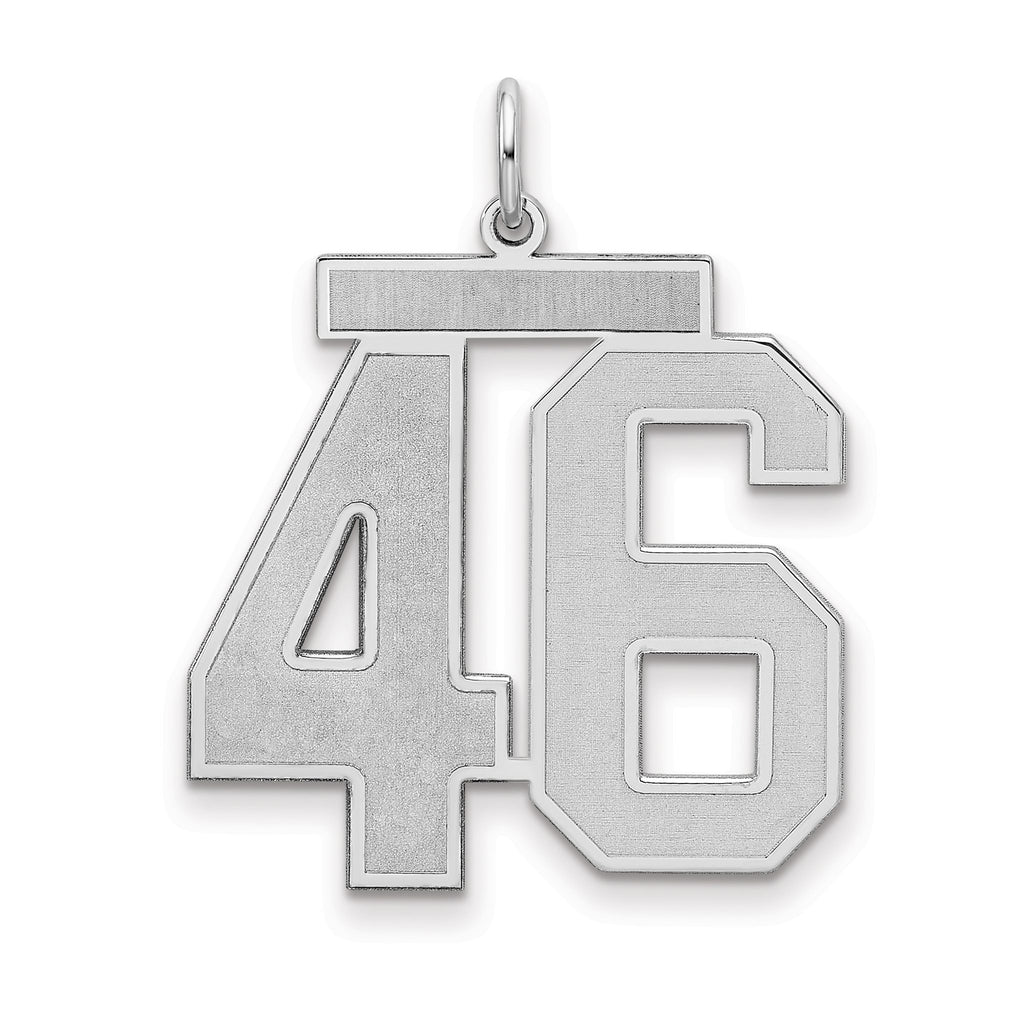 Number 46 Charm in Sterling Silver, 25mm Satin & Polished - Sophia Jewelers