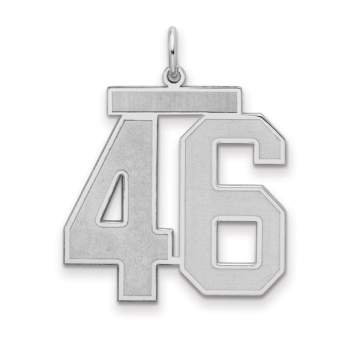 Number 46 Charm in Sterling Silver, 25mm Satin & Polished - Sophia Jewelers