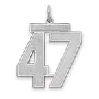 Number 47 Charm in Sterling Silver, 25mm Satin & Polished - Sophia Jewelers