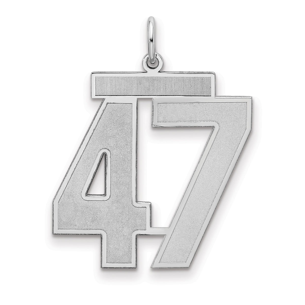 Number 47 Charm in Sterling Silver, 25mm Satin & Polished - Sophia Jewelers