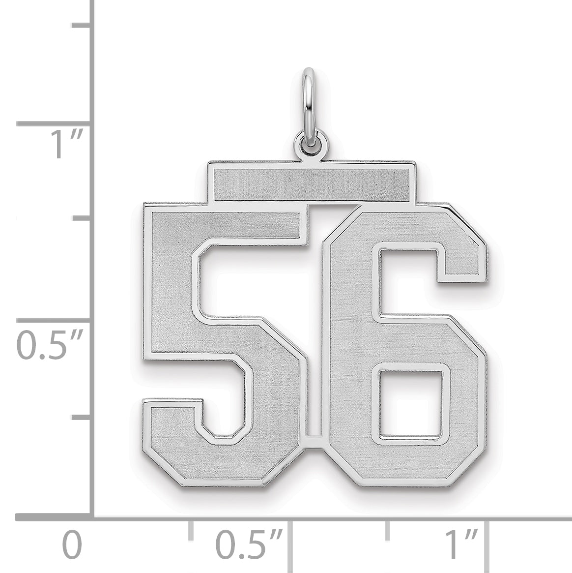 Sterling Silver/Rhodium-plated Satin Number 56 Charm