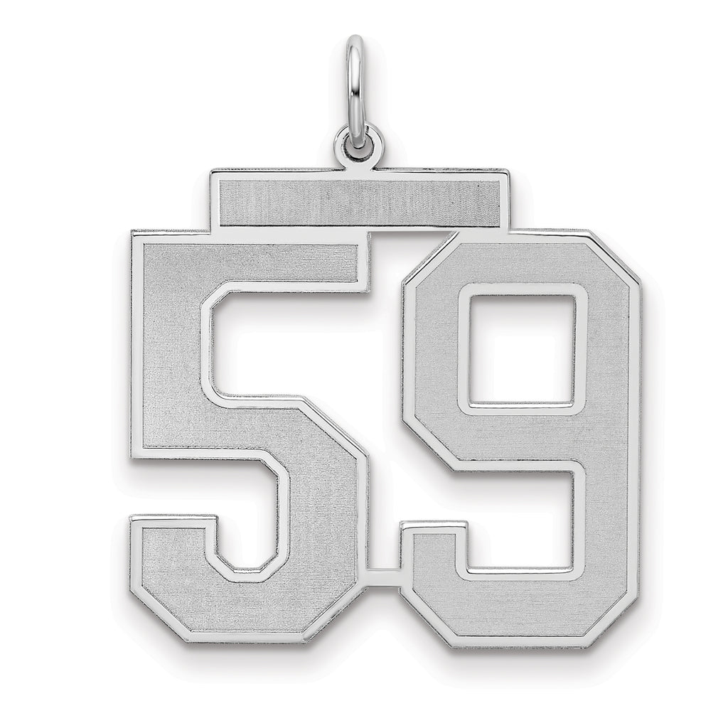 Sterling Silver/Rhodium-plated Satin Number 59 Charm