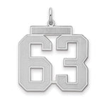Sterling Silver/Rhodium-plated Satin Number 63 Charm