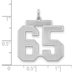Number 65 Charm in Sterling Silver, 25mm Satin & Polished - Sophia Jewelers
