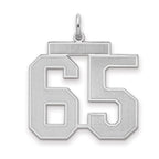 Number 65 Charm in Sterling Silver, 25mm Satin & Polished - Sophia Jewelers