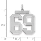 Sterling Silver/Rhodium-plated Satin Number 69 Charm