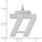 Number 77 Charm in Sterling Silver, 25mm Satin & Polished - Sophia Jewelers