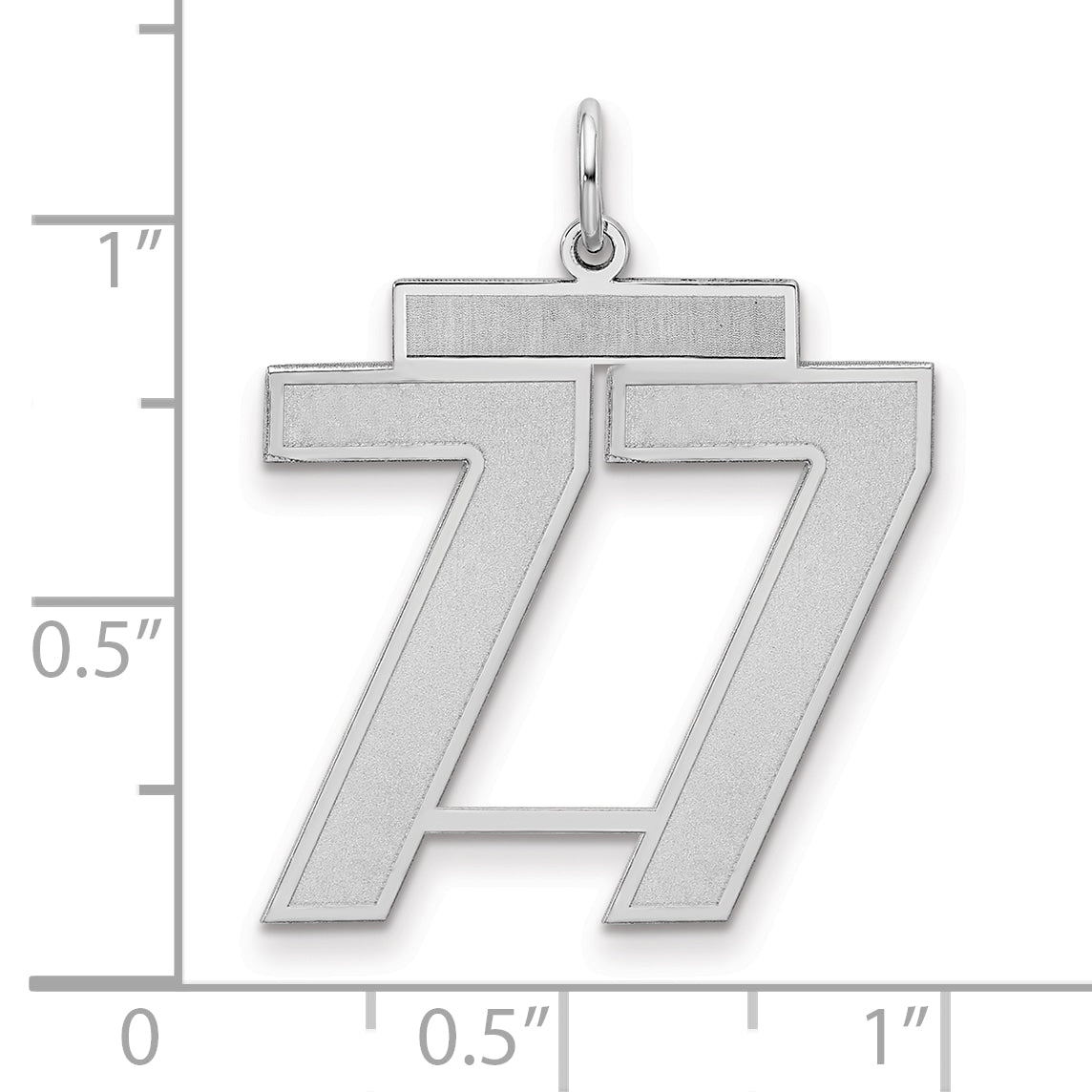 Number 77 Charm in Sterling Silver, 25mm Satin & Polished - Sophia Jewelers