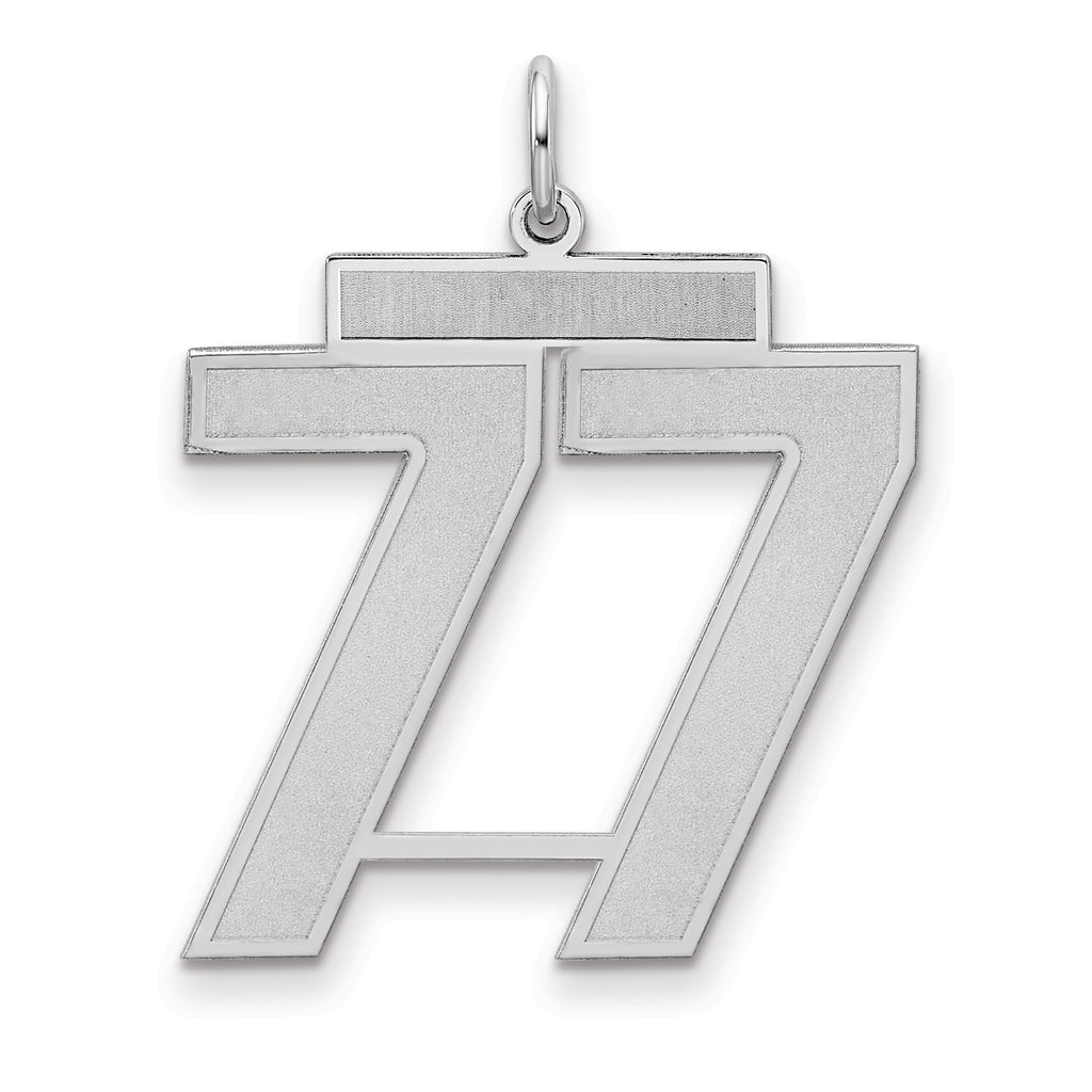 Number 77 Charm in Sterling Silver, 25mm Satin & Polished - Sophia Jewelers
