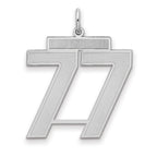 Number 77 Charm in Sterling Silver, 25mm Satin & Polished - Sophia Jewelers
