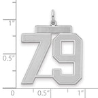 Sterling Silver/Rhodium-plated Satin Number 79 Charm